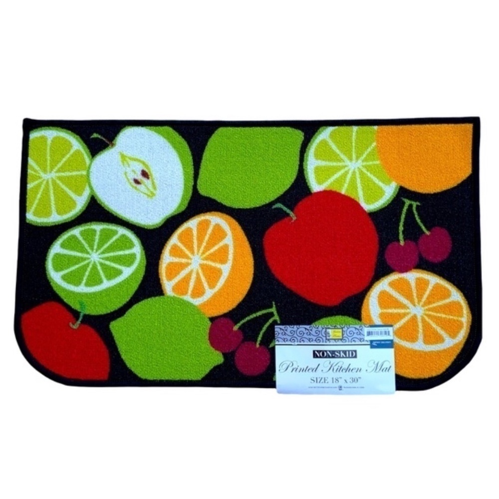 Assorted Fruit Colorful Printed Accent Rug Mat MultiColor Rectangle 18 X 30 in